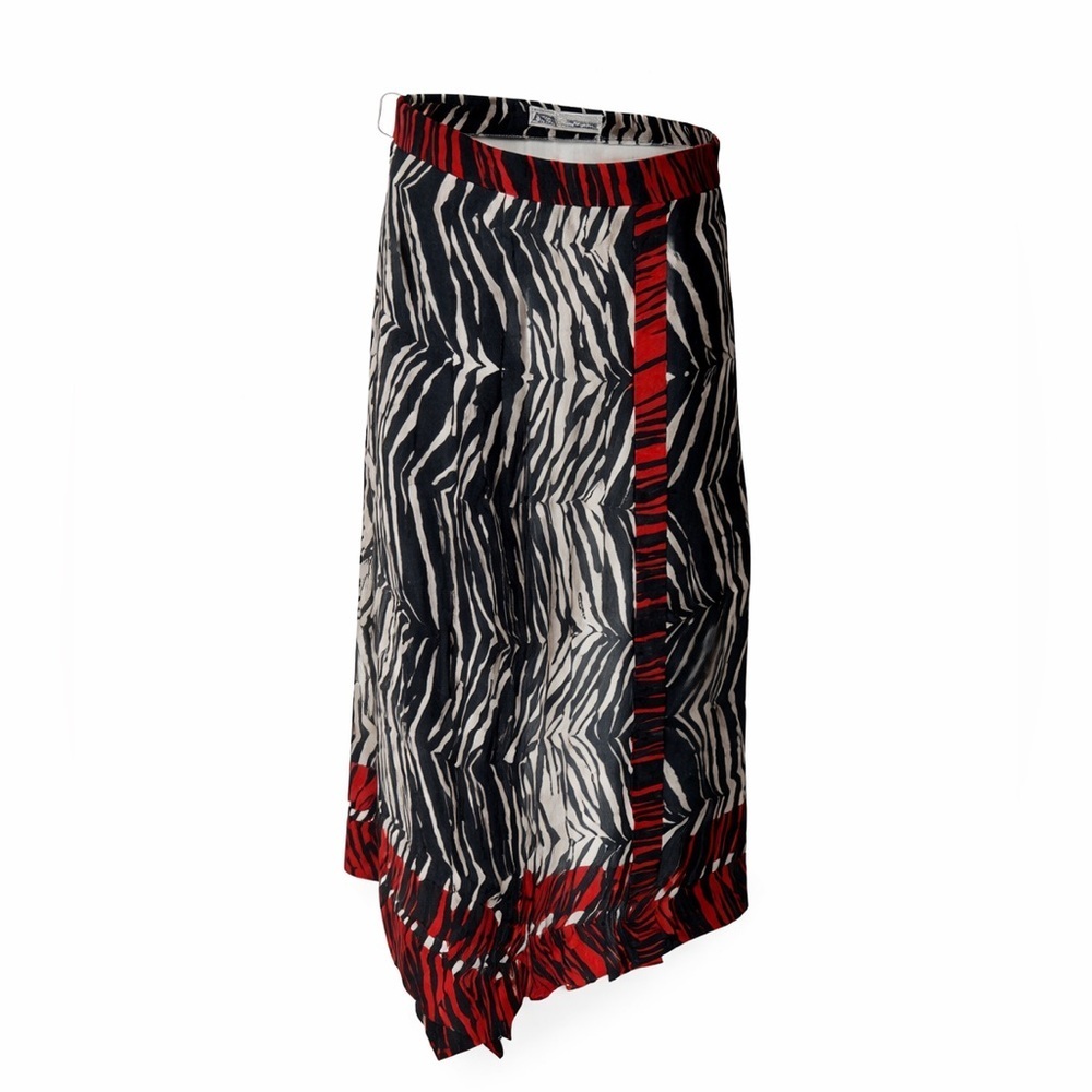 Zara Zebra Print Asymmetrical Midi Skirt Size S